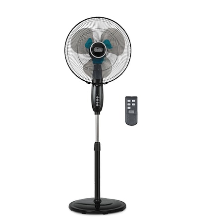 Black & Decker 16'' Oscillating Dual-Blade Stand Fan with Remote, Adjustable Height, Black BFSD116B